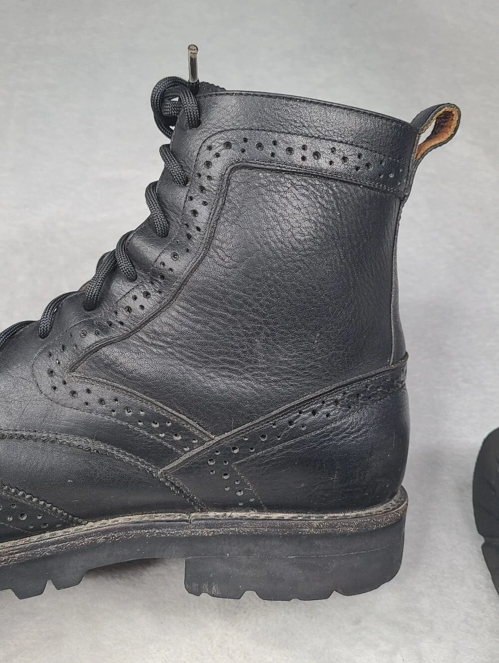 Frye Earl Wingtip Lace Up Mens Black Leather Western Combat Boots - Size 11 D -
